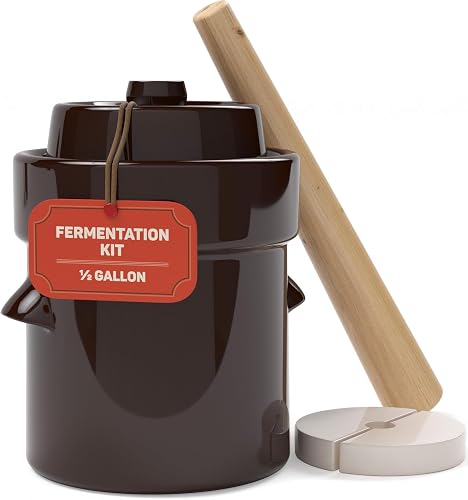Kenley 1/2-Gallon Fermentation Crock with Weights and Pounder