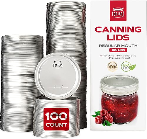 FORJARS Regular Mouth Canning Lids, 100-Pack