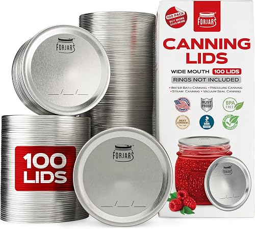 FORJARS Wide Mouth Canning Lids, 100-Pack