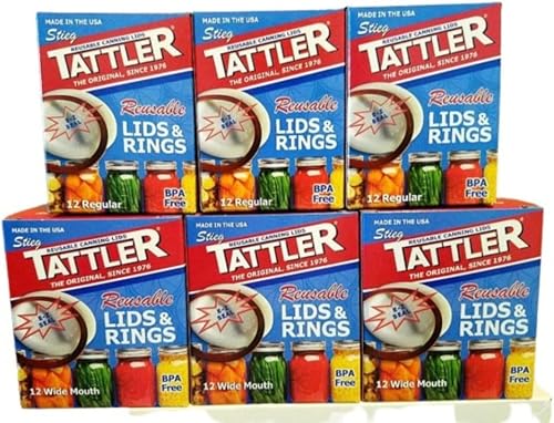 Tattler E-Z Seal Reusable Canning Lids, 3 Dozen Regular + 3 Dozen Wide